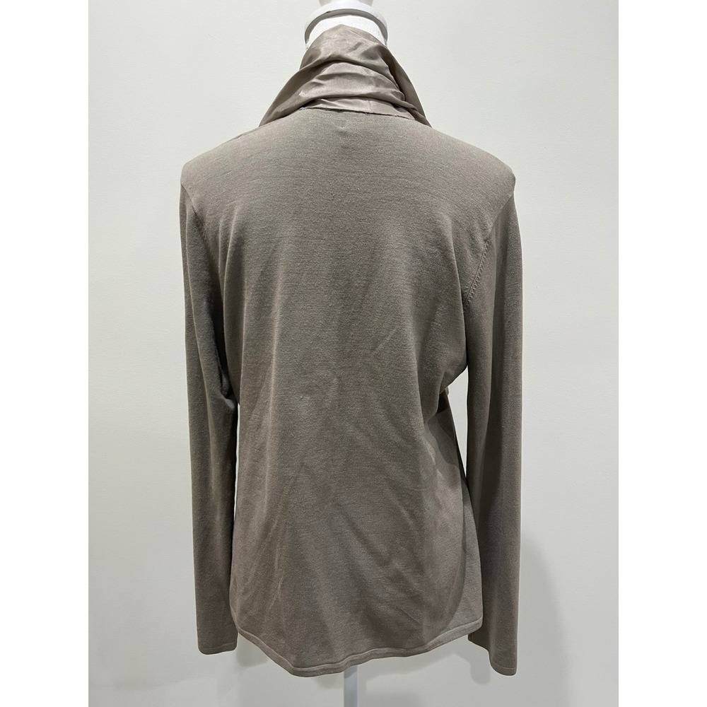 EILEEN FISHER‎ Silk Blend Open Front Cardigan Taupe M Casual Career Capsule - Picture 3 of 6